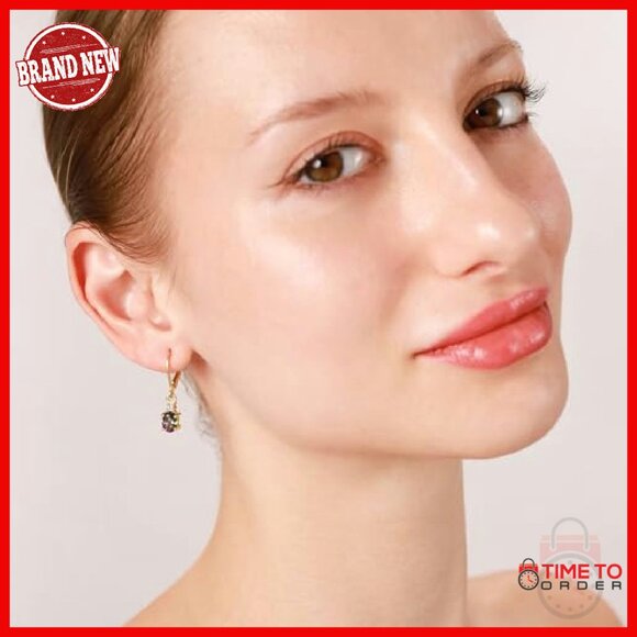 Sterling Silver Leverback Dangle Earrings with Gemstones - Picture 3 of 8